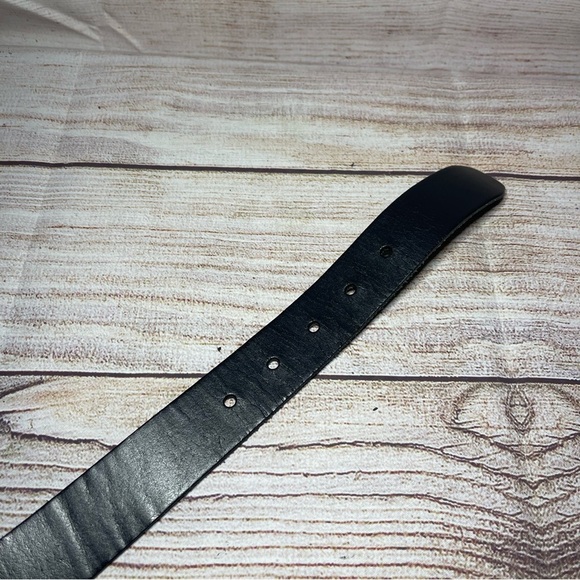 Mens Womens Fossil Leather Belt Diamond Keeper Buckle Black Large 40" Y2K - Picture 4 of 6